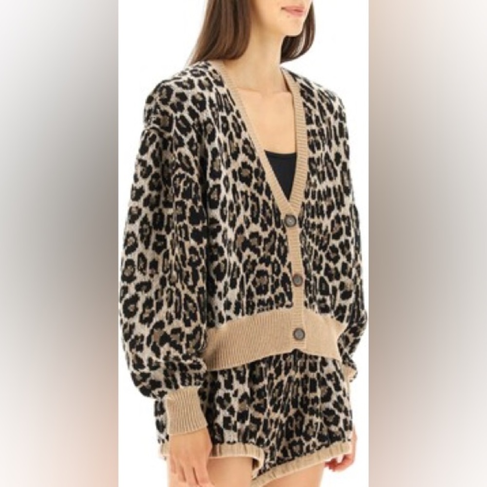 Magda Butrym wool and cashmere leopard print cardigan